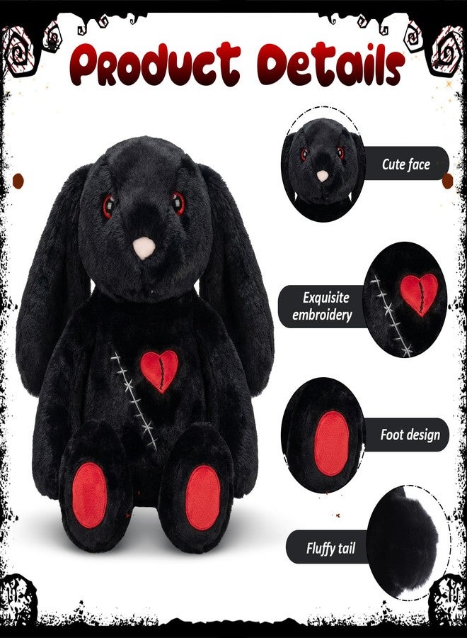 Sotiff Goth Bunny Plush 9.8 Inch Valentines Stuffed Scary Bunny Horror Animal Soft Creepy Spooky Crazy Easter Rabbit for Easter Basket Fillers Hunting Egg Decoration Valentines Birthday Adult Gift - Image 3